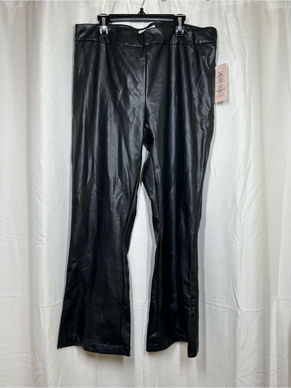 Nanette Lepore Black Faux Leather Pants Size Large New Wide Leg